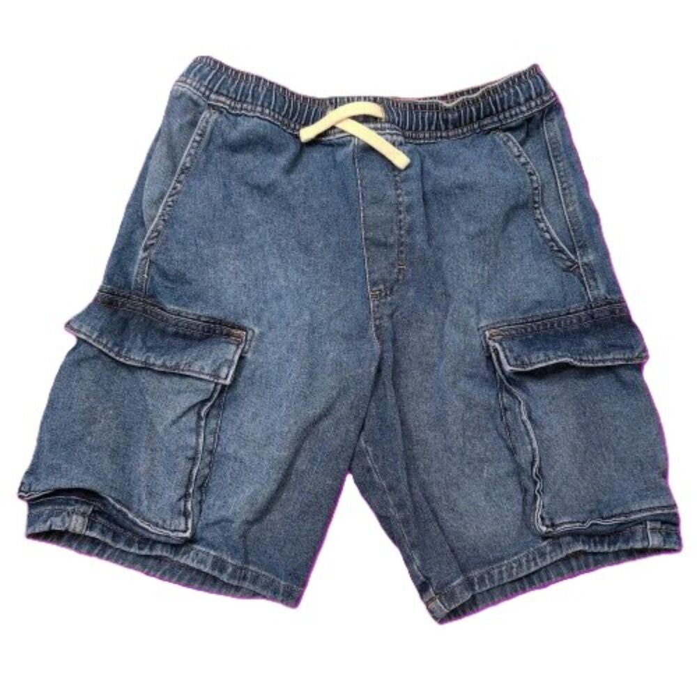 Wrangler Women’s Denim Cargo Shorts Size 18 XXL Blue Drawstring Waist Cotton